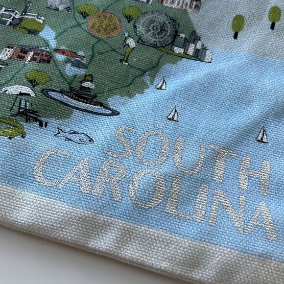 south carolina map makeup pencil bag zipper canvas New White SC - Picture 2 of 6